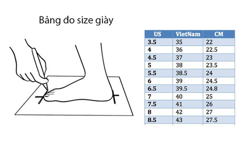 Bảng Size giày Và Cách Quy Đổi Size giày 